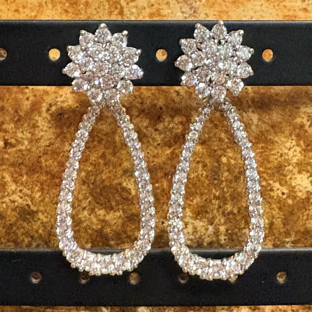 Camrose and Kross JBK Earrings Silver Tone Cubic Zirconia Can Be Worn 2 Ways